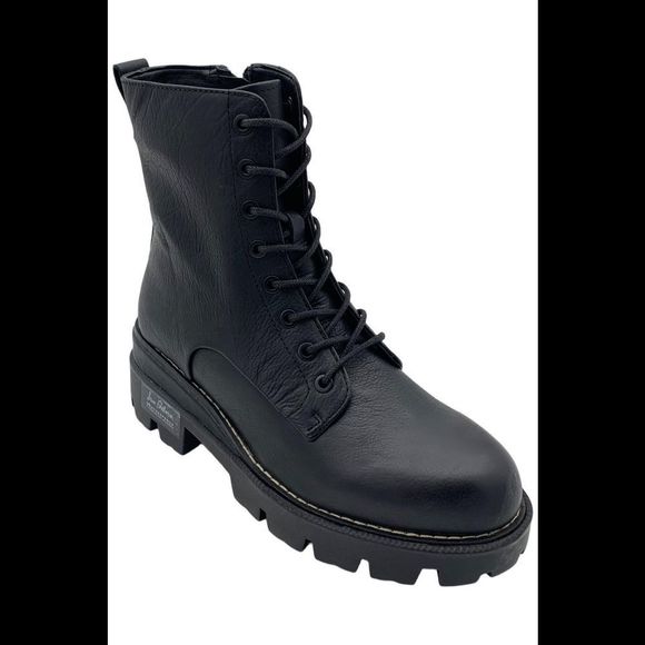 Sam Edelman Women's Garret Combat Boot Black Leather - Medium - Picture 1 of 3